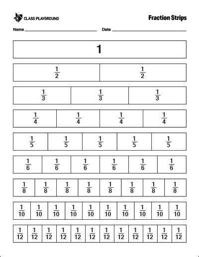 Printable Fraction Bars