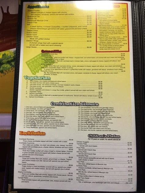 Menu of El Patio II Mexican Restaurant in Many, LA 71449