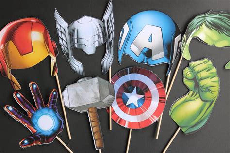 Avengers Photo Props Birthday Favors Super Hero Iron Man | Etsy | Birthday party decorations for ...