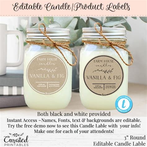 Printable Diy Candle Labels - Printable Word Searches