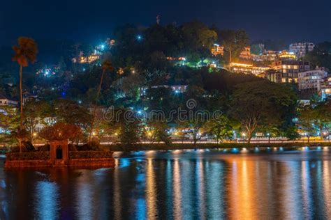 Night View of Mansions Situated Over Kandy Lake, Sri Lanka Stock Image - Image of sunny, shape ...