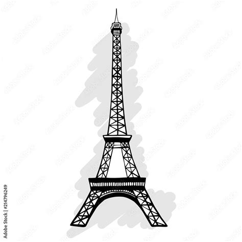 Hand draw Eiffel Tower. Eiffel Tower in Paris vector illustration, hand ...