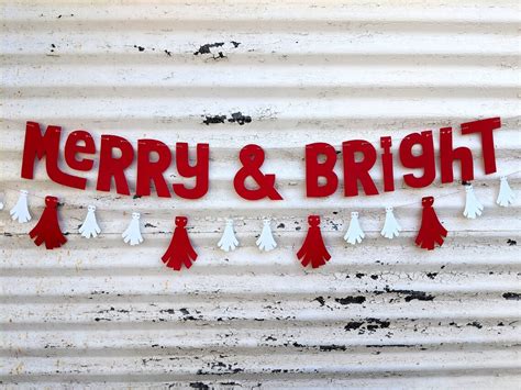 Christmas Banner Merry & Bright Banner Red Merry Christmas | Etsy