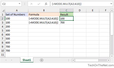 MS Excel: How to use the MODE.MULT Function (WS)