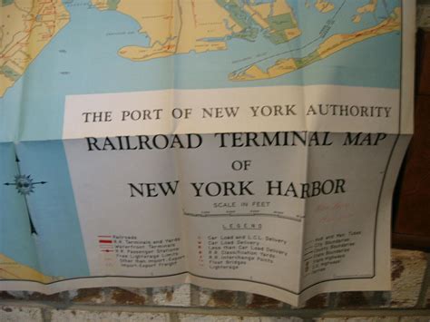 RAILROAD TERMINAL MAP of NEW YORK HARBOR, PORT OF NEW YORK, 1935, HUGE! | #2064047942