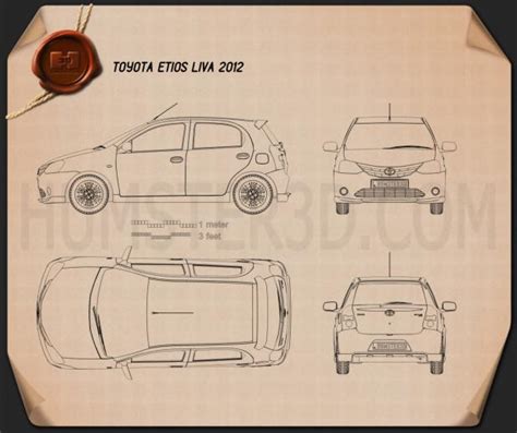 Toyota Etios Liva 2012 Blueprint - Hum3D