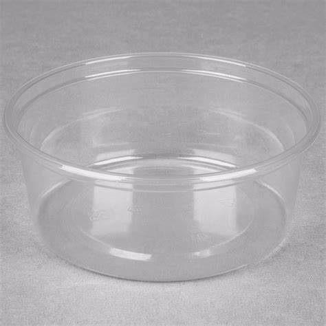 Choice 8 oz. Ultra Clear Recycled PET Plastic Round Deli Container - 500/Case