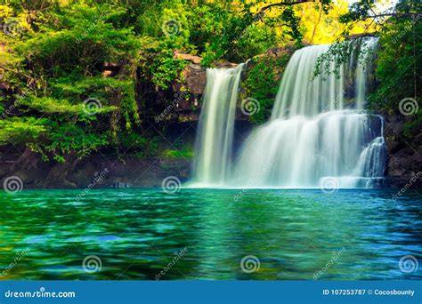 Waterfall Hidden In The Tropical Jungle Stock Image | CartoonDealer.com #107253787