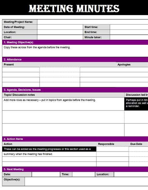 Top 5 Meeting Minutes Template – Excel Word Templates