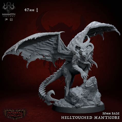 Helltouched Manticore Dnd Miniature Premium 3D Printed Fantasy Tabletop ...