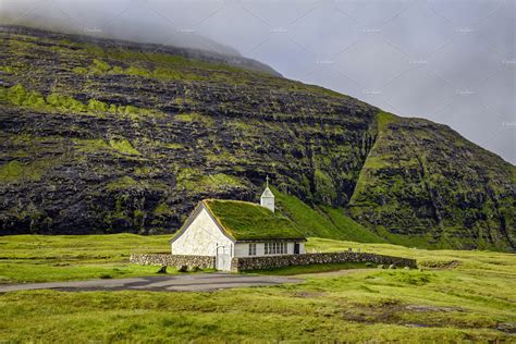 Village church in saksun faroe islands denmark containing faroe islands ...