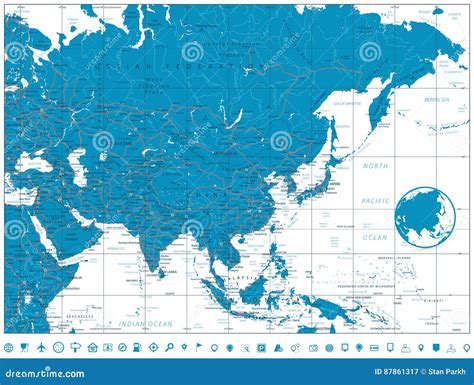 Asia road map stock vector. Illustration of city, china - 87861317