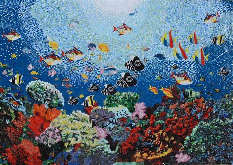 Aquatic Ocean Scene Glass Mosaic Pool Tiles | Marine Life&Nautical ...