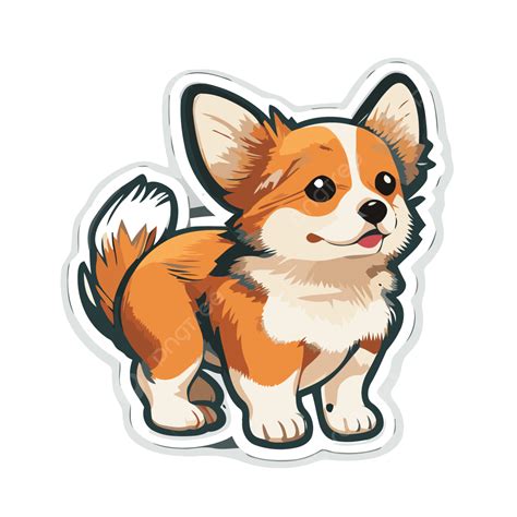 2x6 Corgi Sticker Cartoon Dog Clipart Vector, Small Dog, Small Dog ...