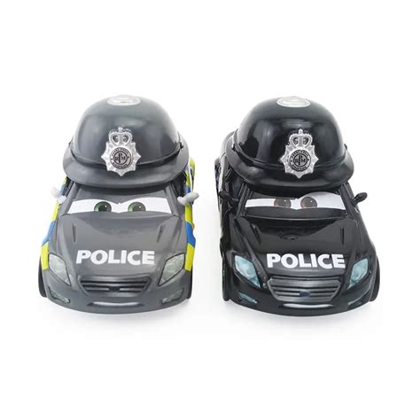 2 Piece Disney Pixar Cars Black Sheriff And Gray British Royal Police Car Models Metal 1:55 Toys ...