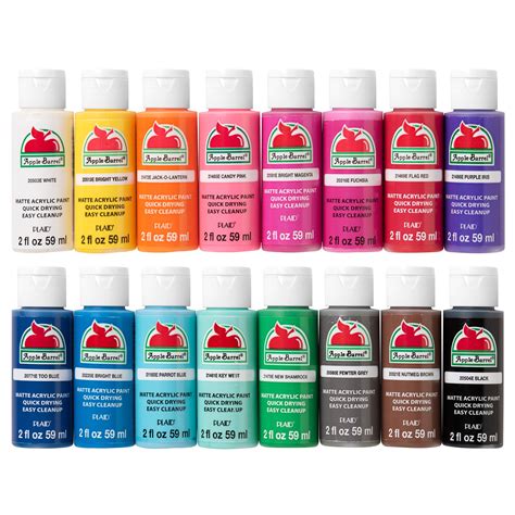 Apple Barrel 2 oz Multi-color Matte Acrylic Craft Paint (16 Pieces) - Walmart.com