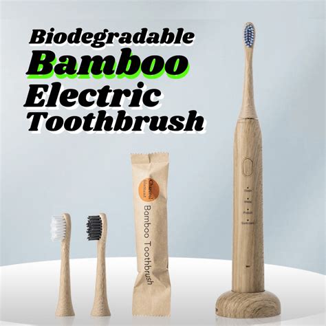 Biodegradable Bamboo Electric Toothbrush, Replacement Brush Heads, Zero ...