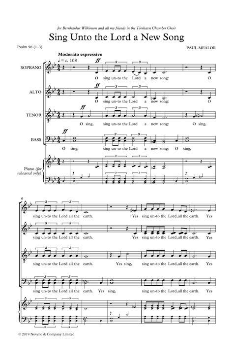 Sing Unto The Lord A New Song by Paul Mealor Sheet Music for SATB Choir ...