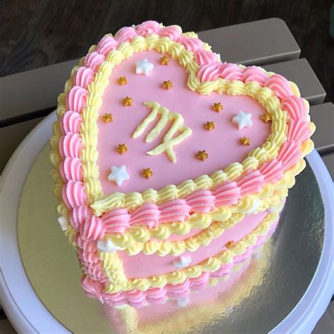 Vintage Cake Decorator on Instagram: “How cute is this heart shape Virgo zodiac cake?? 😭😭💗 I’m ...