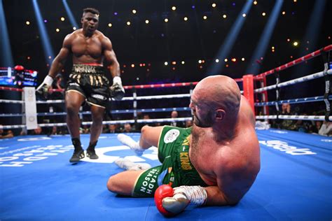 Moment Francis Ngannou knocked down Tyson Fury in Riyadh - P.M. News