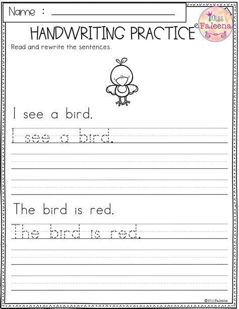 Printable Writing Kindergarten Worksheets - Printable Word Searches