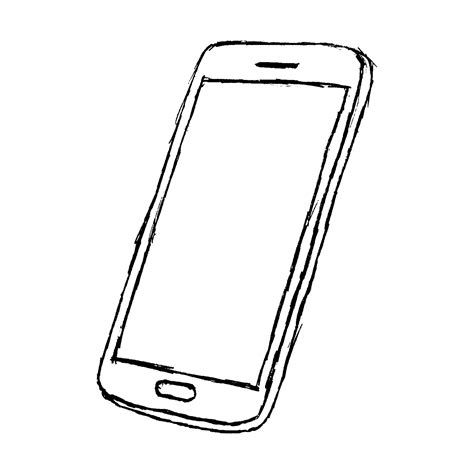 Hand drawn sketch of mobile phone outlined 1631524 Vector Art at Vecteezy