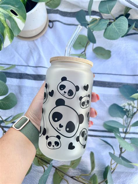 Cute Panda Cup, Panda Glass Can, Kawaii Panda Iced Coffee Cup - Etsy