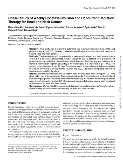 (PDF) Phase I Study of Weekly Docetaxel Infusion and Concurrent ...