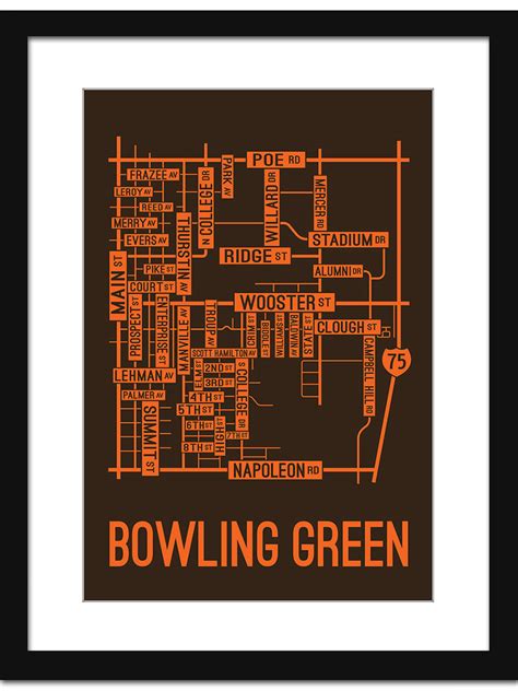 Bowling Green, Ohio Street Map Print - School Street Posters