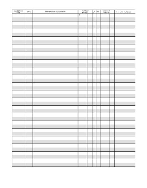 Free Printable Bank Ledger For Checkbook