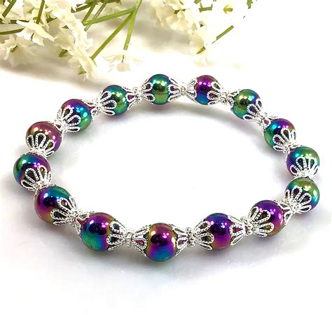 Rainbow Multicolor Magnetic Hematite Bracelet,Shamballa Bracelet,Woman ...