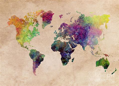 World Map art painting Digital Art by Justyna Jaszke JBJart - Fine Art America