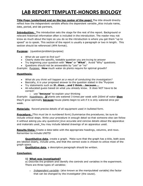 001 Biology Lab Report Template Ideas Surprising Word Sample for Lab ...