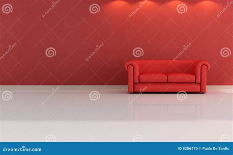 Red leather couch stock photo. Image of elegant, comfort - 8256470