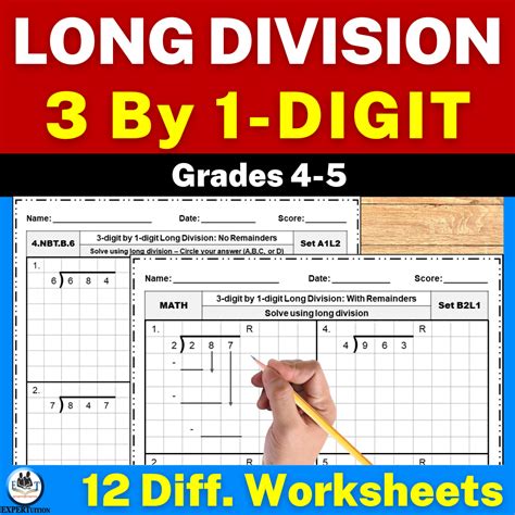 3 Digit by 1 Digit Long Division With and Without Remainders Practice ...