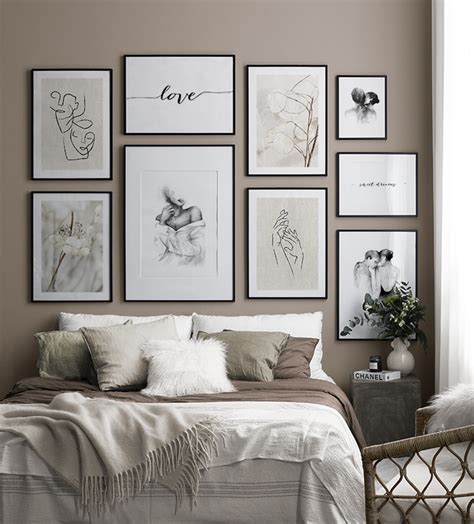 Bedroom inspiration | Posters and art prints in picture walls and collages