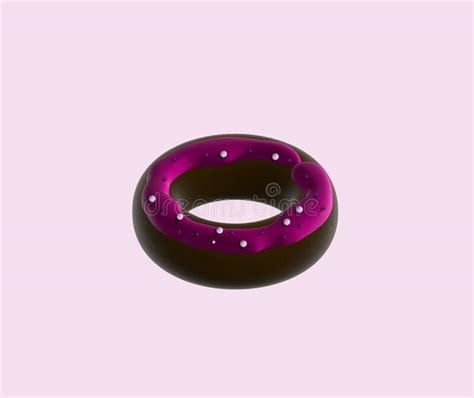 Chocolate Donut in Cute 3D Style with Berry Glaze. Vector Illustration of Food Stock Vector ...