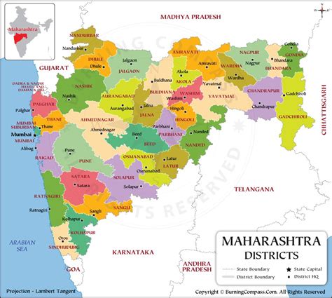 Maharashtra Map, Maharashtra District Map, Maharashtra State Political Map