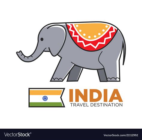 India travel symbol of indian elephant Royalty Free Vector