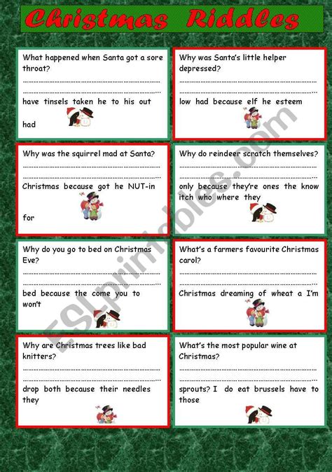 Christmas Riddles Printable - Printable Word Searches