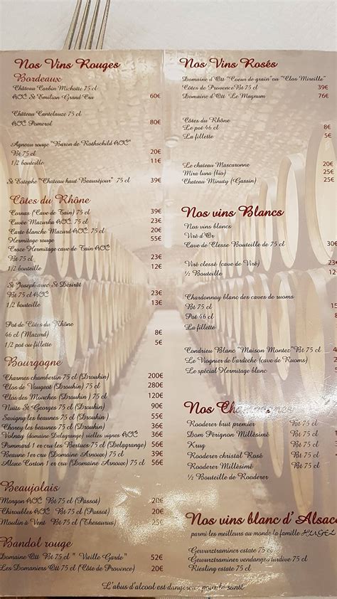 Menu au Carnegie Hall restaurant à viande, Lyon, 253 Rue Marcel Mérieux