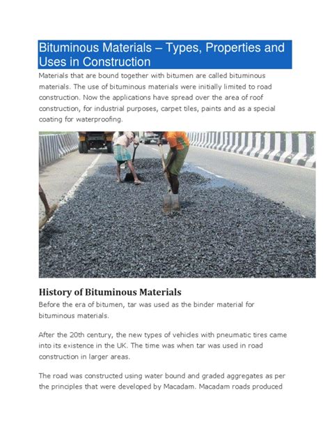 Bituminous Materials – Types, Properties and Uses in Construction | Asphalt | Road Surface