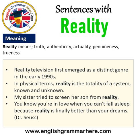 Sentences with Reality, Reality in a Sentence and Meaning - English ...