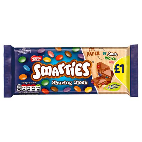 Smarties Milk Chocolate Sharing Bar 100g PMP £1 | Single Chocolate Bars & Bags | Iceland Foods