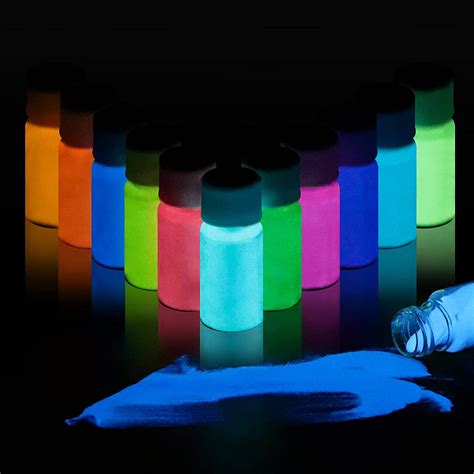 Buy Glow in The Dark Powder 12 Colors Epoxy Resin Dye Luminous Pigment Powder Safe Long Lasting ...