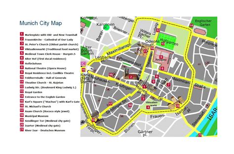 Detailed travel map of central part of Munich city | Munich | Germany ...