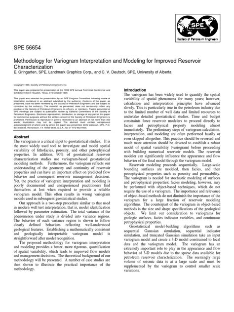 Methodology For Variogram Interpretation and Modeling For Improved Reservoir ...