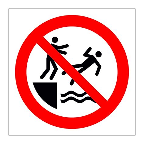 No pushing into water symbol sign | British Safety Signs