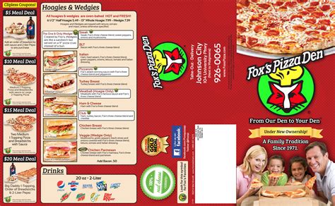 Fox's Pizza Den Menu, Menu for Fox's Pizza Den, Johnson City, Johnson City - Urbanspoon/Zomato