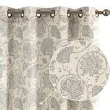 Curtainking Floral Curtains 84 inches Light Filtering Window Curtains for Living Room Grommet ...